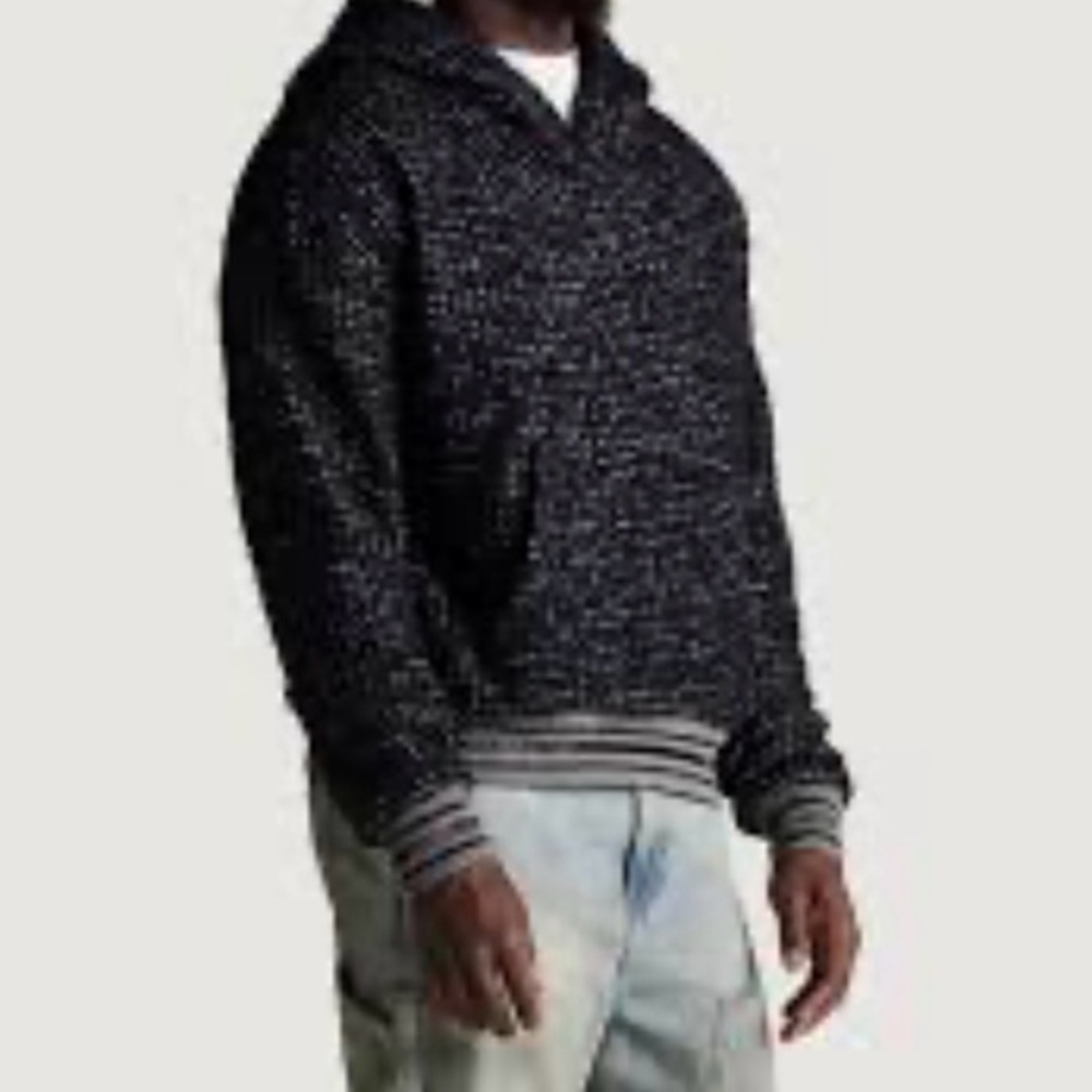 Embellish Textured Sweater Black White XL NWT long sleeve Knit Hoody - Picture 2 of 9